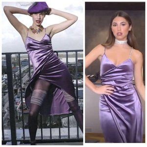 NWT ZARA VELVET LINGERIE-STYLE DRESS MAUVE 9246 966